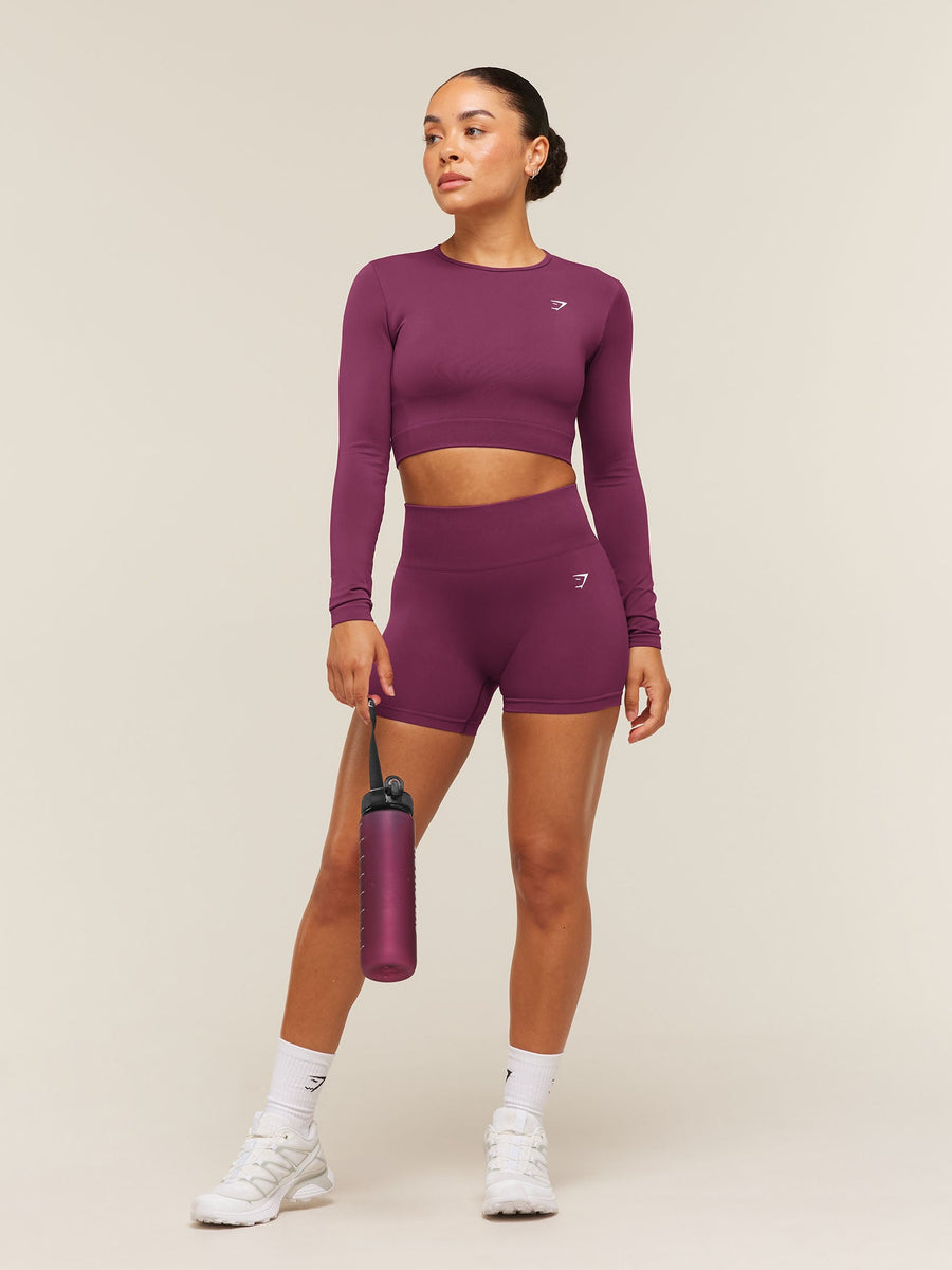 Gymshark Everyday Seamless Long Sleeve Crop Top — Strength Pink — 3