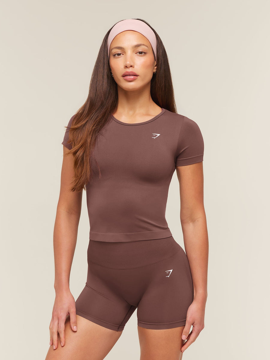 Gymshark Everyday Seamless Short Sleeve Top — Espresso Brown — 1