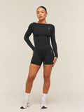 Gymshark Everyday Seamless Wide Neck Long Sleeve Top — Black — 6