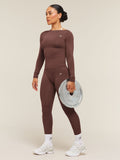 Gymshark Everyday Seamless Wide Neck Long Sleeve Top — Espresso Brown — 5