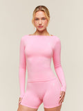 Gymshark Everyday Seamless Wide Neck Long Sleeve Top — Poise Pink — 1