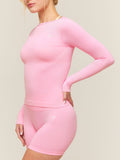 Gymshark Everyday Seamless Wide Neck Long Sleeve Top — Poise Pink — 4