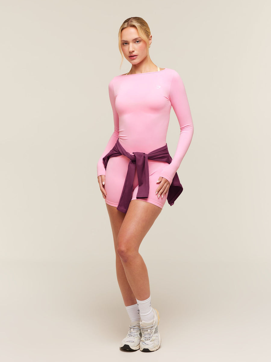 Gymshark Everyday Seamless Wide Neck Long Sleeve Top — Poise Pink — 3