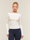 Gymshark Everyday Seamless Wide Neck Long Sleeve Top — Soft White — 2