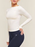 Gymshark Everyday Seamless Wide Neck Long Sleeve Top — Soft White — 5