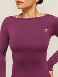 Gymshark Everyday Seamless Wide Neck Long Sleeve Top — Strength Pink — 5