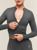 Gymshark Everyday Seamless Zip Tracktop — Onyx Grey — 5