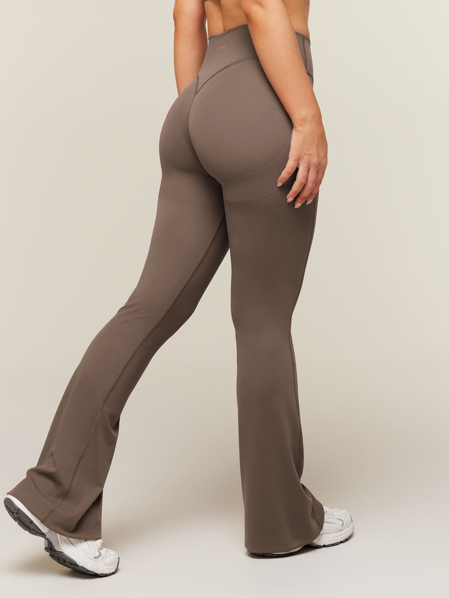 Gymshark Shape Bonded Flared Short Leggings — Soft Brown — 4