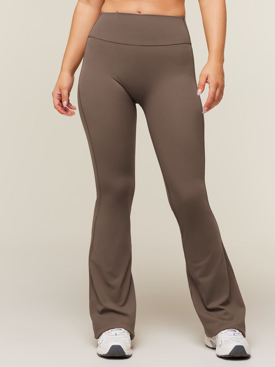 Gymshark Shape Bonded Flared Short Leggings — Soft Brown — 1