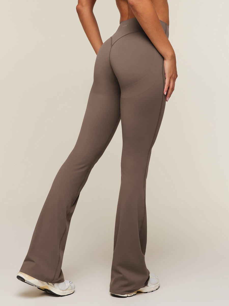 Gymshark Shape Bonded Flared Tall Leggings — Soft Brown — 4