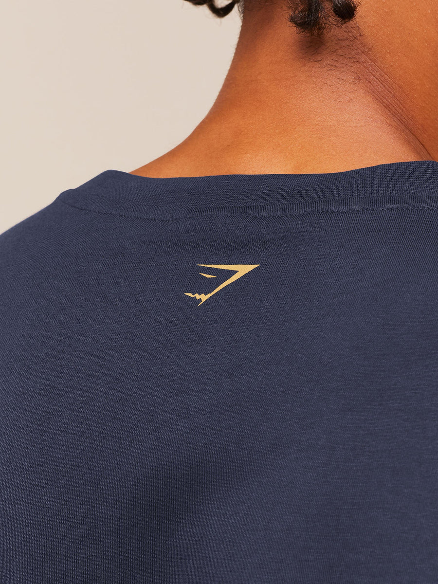 Gymshark Athletic Division Graphic T-Shirt — Heavy Blue — 6