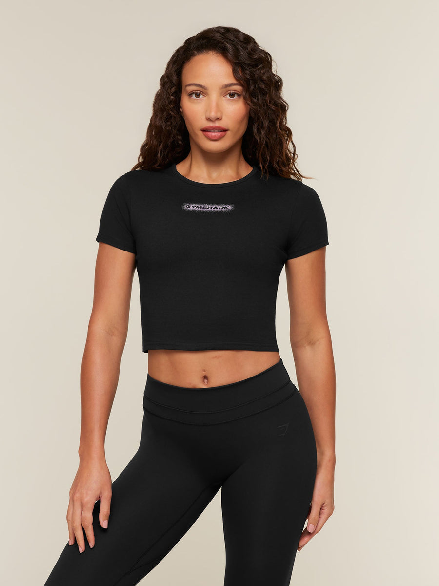 Gymshark For The Ones Who Show Up Graphic Baby Tee — Black — 1