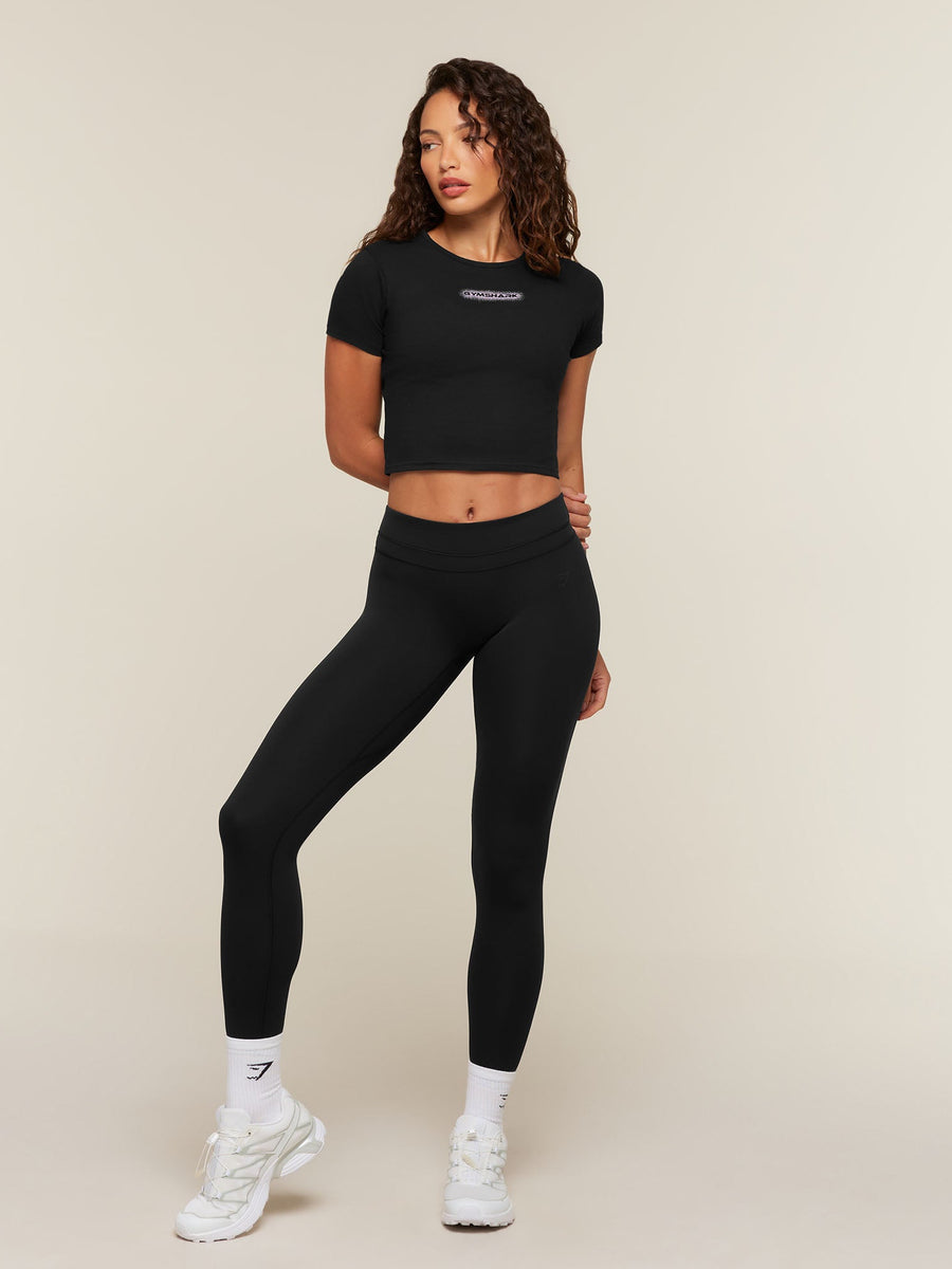Gymshark For The Ones Who Show Up Graphic Baby Tee — Black — 4