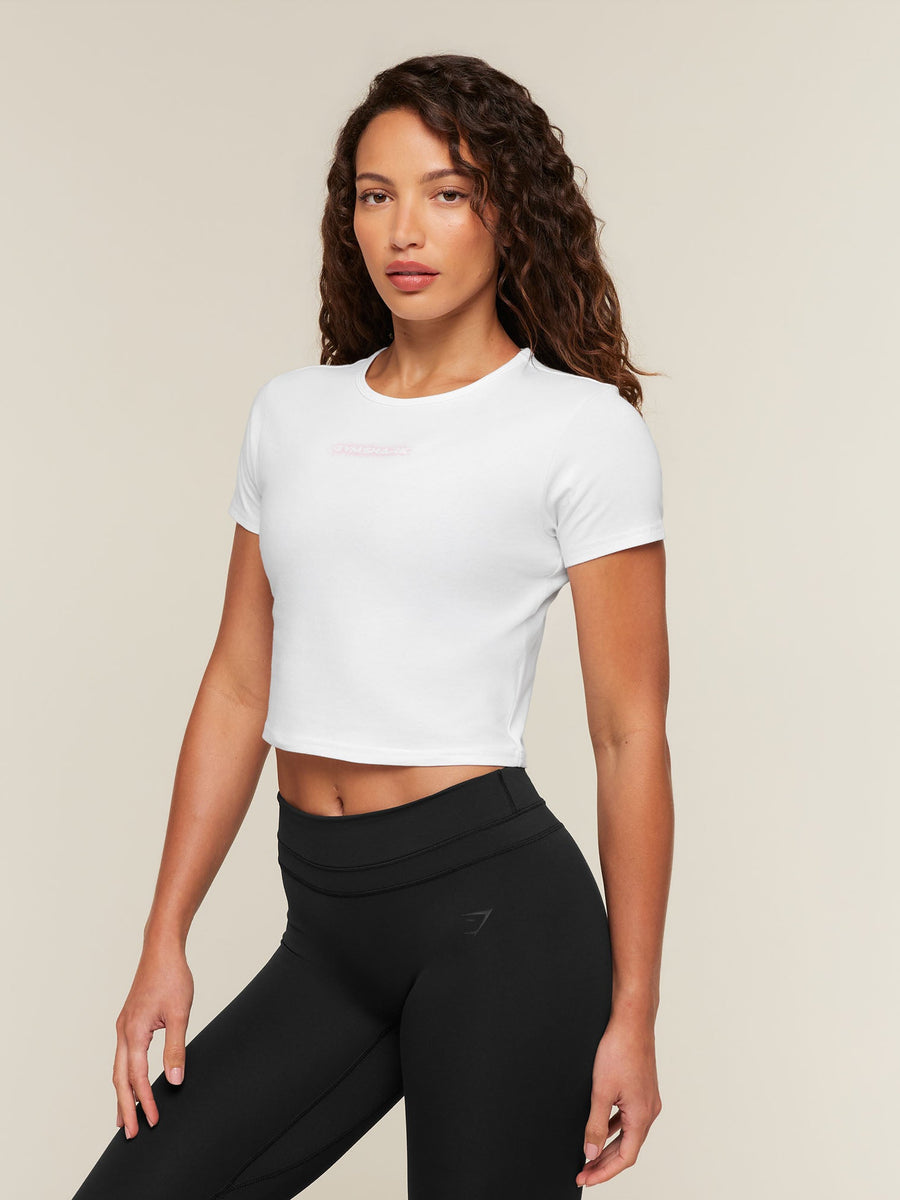 Gymshark For The Ones Who Show Up Graphic Baby Tee — White — 3