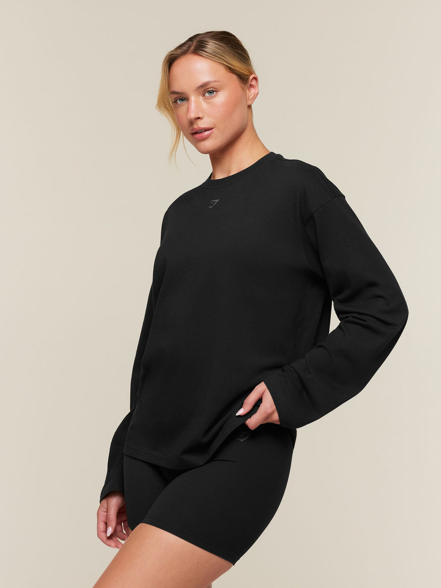 Gymshark For The Ones Who Show Up Graphic Long Sleeve Top — Black — 3