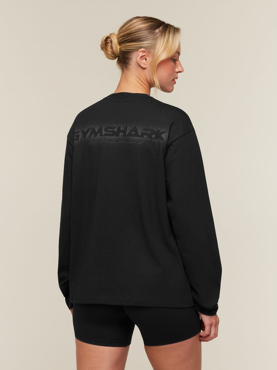 Gymshark For The Ones Who Show Up Graphic Long Sleeve Top — Black — 2