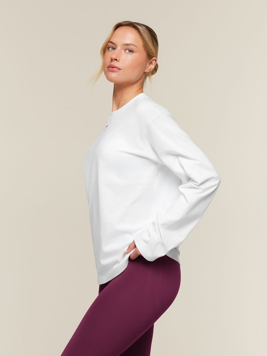 Gymshark For The Ones Who Show Up Graphic Long Sleeve Top — White — 3