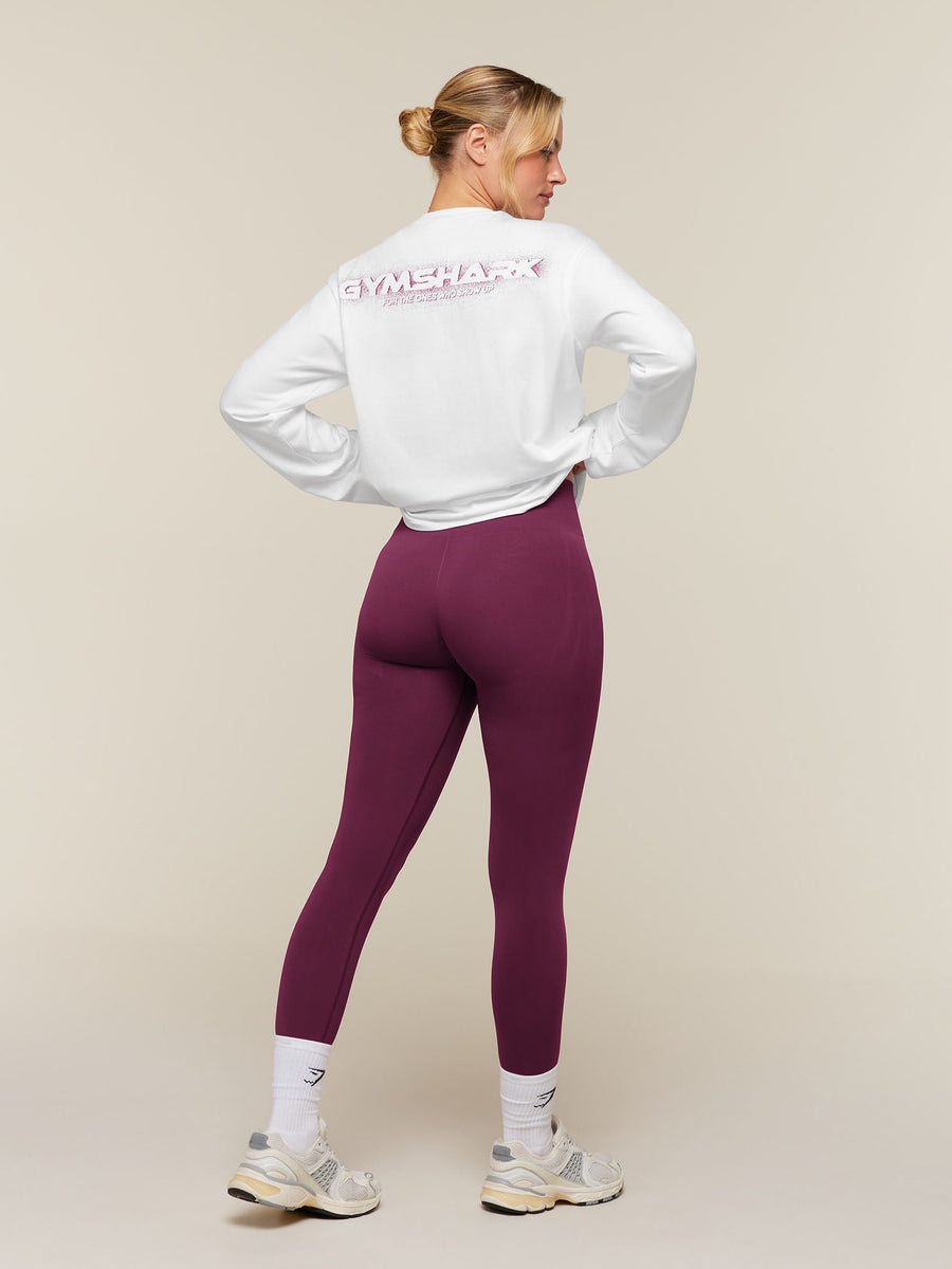 Gymshark For The Ones Who Show Up Graphic Long Sleeve Top — White — 4