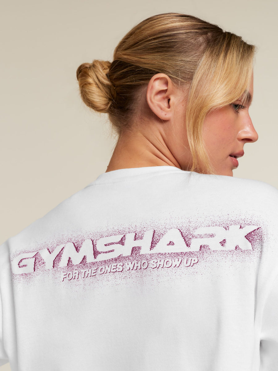 Gymshark For The Ones Who Show Up Graphic Long Sleeve Top — White — 5