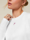 Gymshark For The Ones Who Show Up Graphic Long Sleeve Top — White — 6
