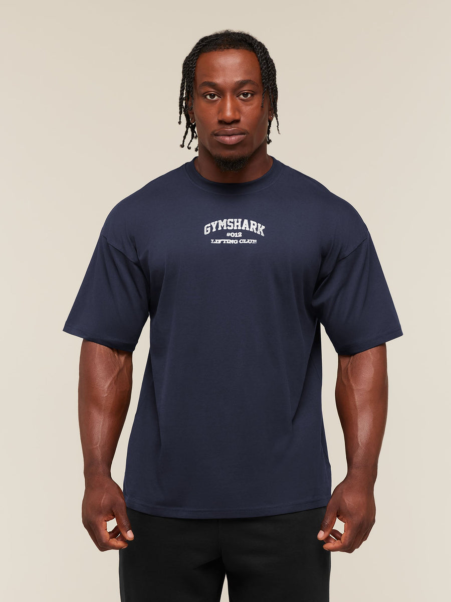 Gymshark Faded Collegiate Graphic T-Shirt — Heavy Blue — 3