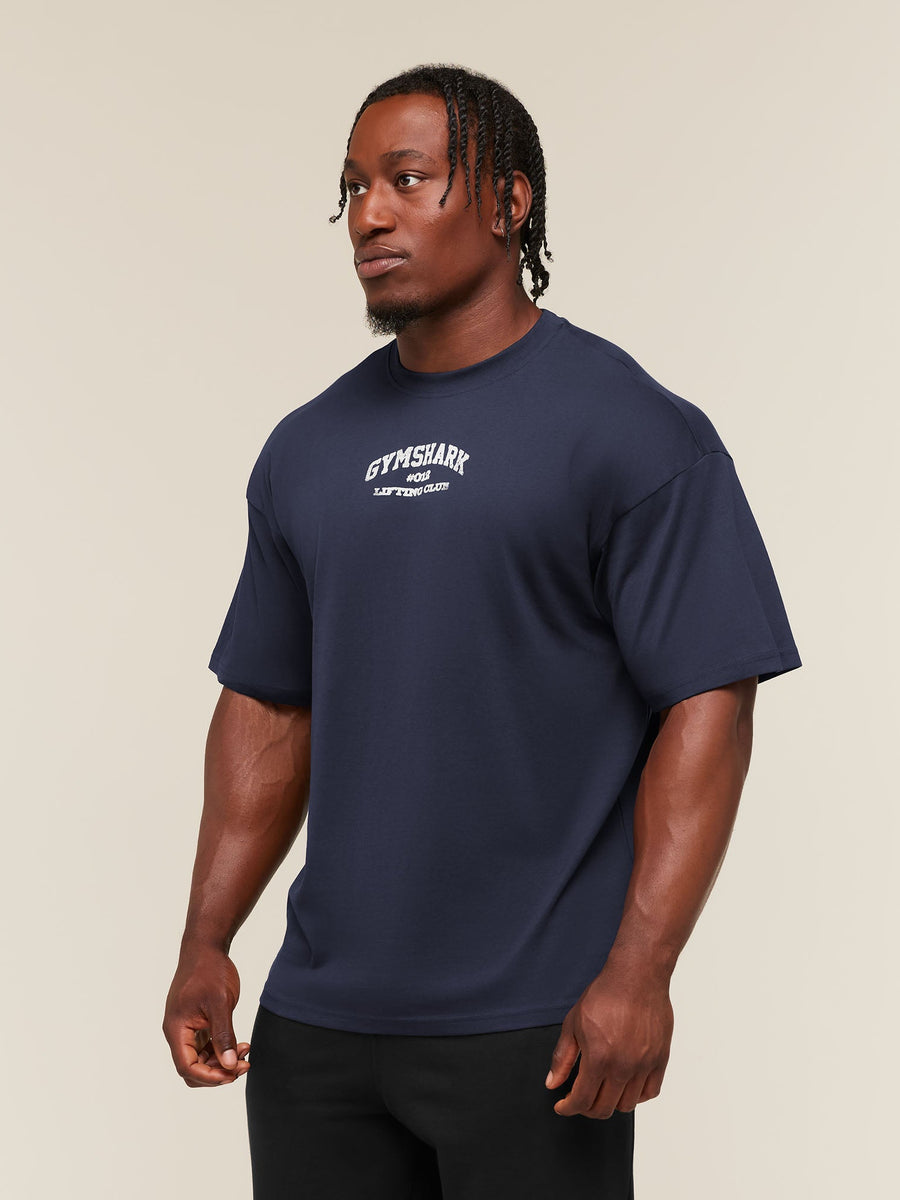 Gymshark Faded Collegiate Graphic T-Shirt — Heavy Blue — 1