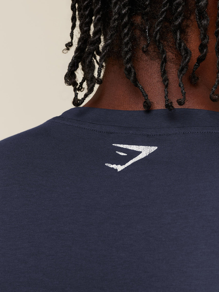 Gymshark Faded Collegiate Graphic T-Shirt — Heavy Blue — 4