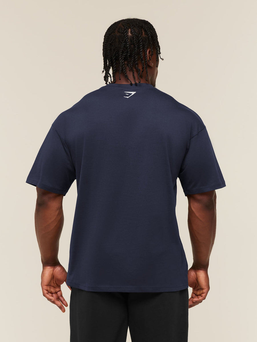 Gymshark Faded Collegiate Graphic T-Shirt — Heavy Blue — 2