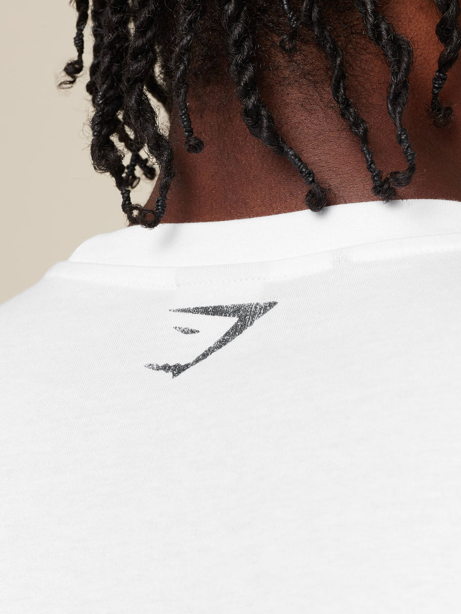 Gymshark Faded Collegiate Graphic T-Shirt — White — 5