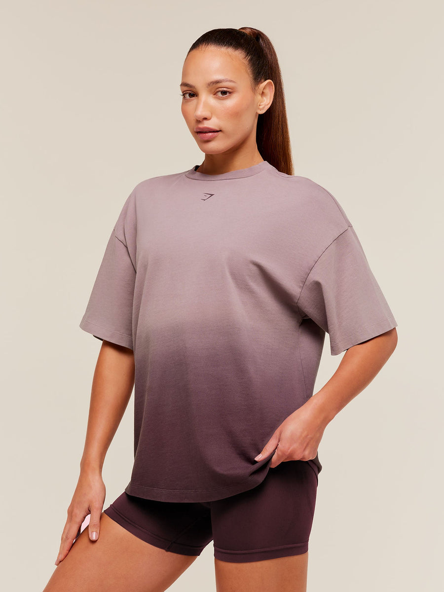 Gymshark Hard Work Dice Graphic Short Sleeve T-Shirt — Cherry Purple/Wash — 3
