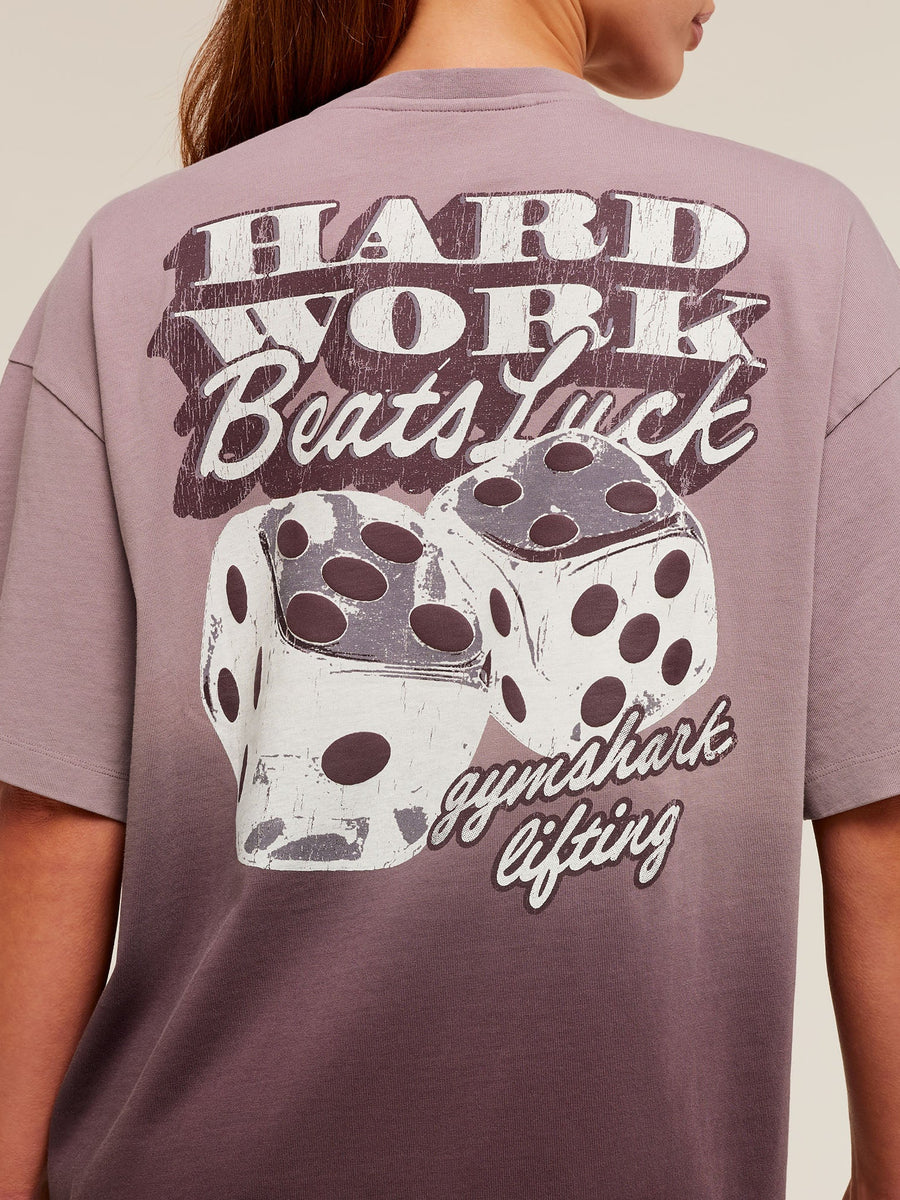 Gymshark Hard Work Dice Graphic Short Sleeve T-Shirt — Cherry Purple/Wash — 6