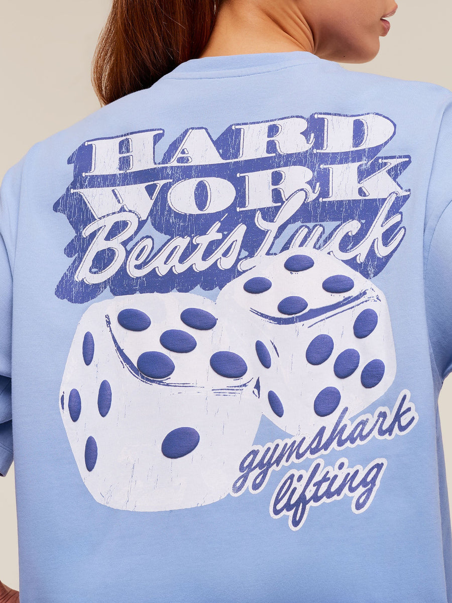 Gymshark Hard Work Dice Graphic Short Sleeve T-Shirt — Steady Purple/Wash — 6