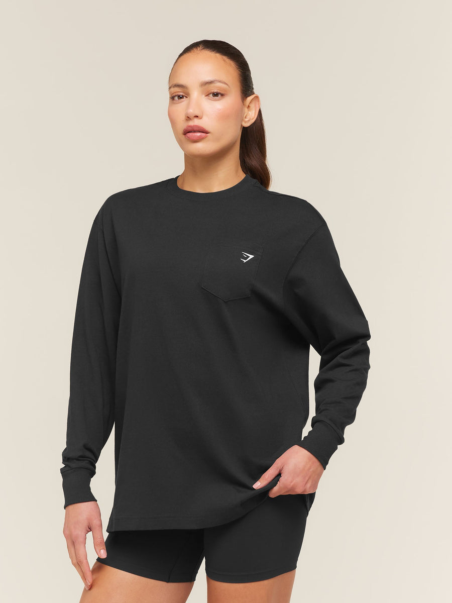Gymshark Juicy Peach Long Sleeve T-Shirt — Black — 2