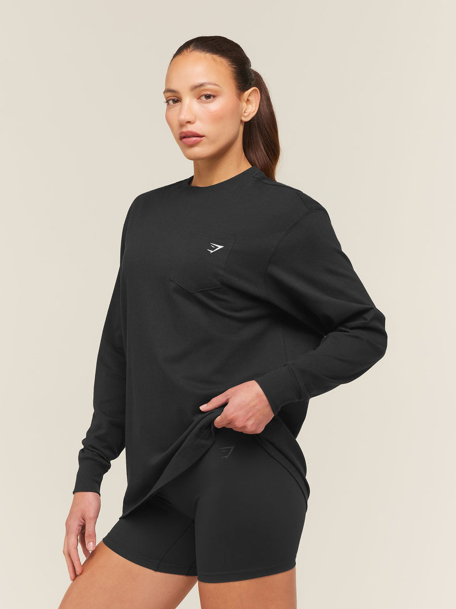 Gymshark Juicy Peach Long Sleeve T-Shirt — Black — 4