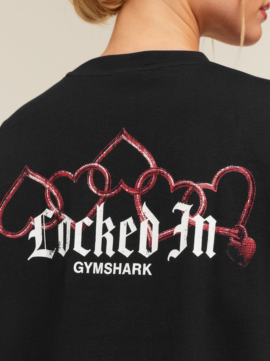 Gymshark Locked In Graphic Short Sleeve T-Shirt — Black — 5
