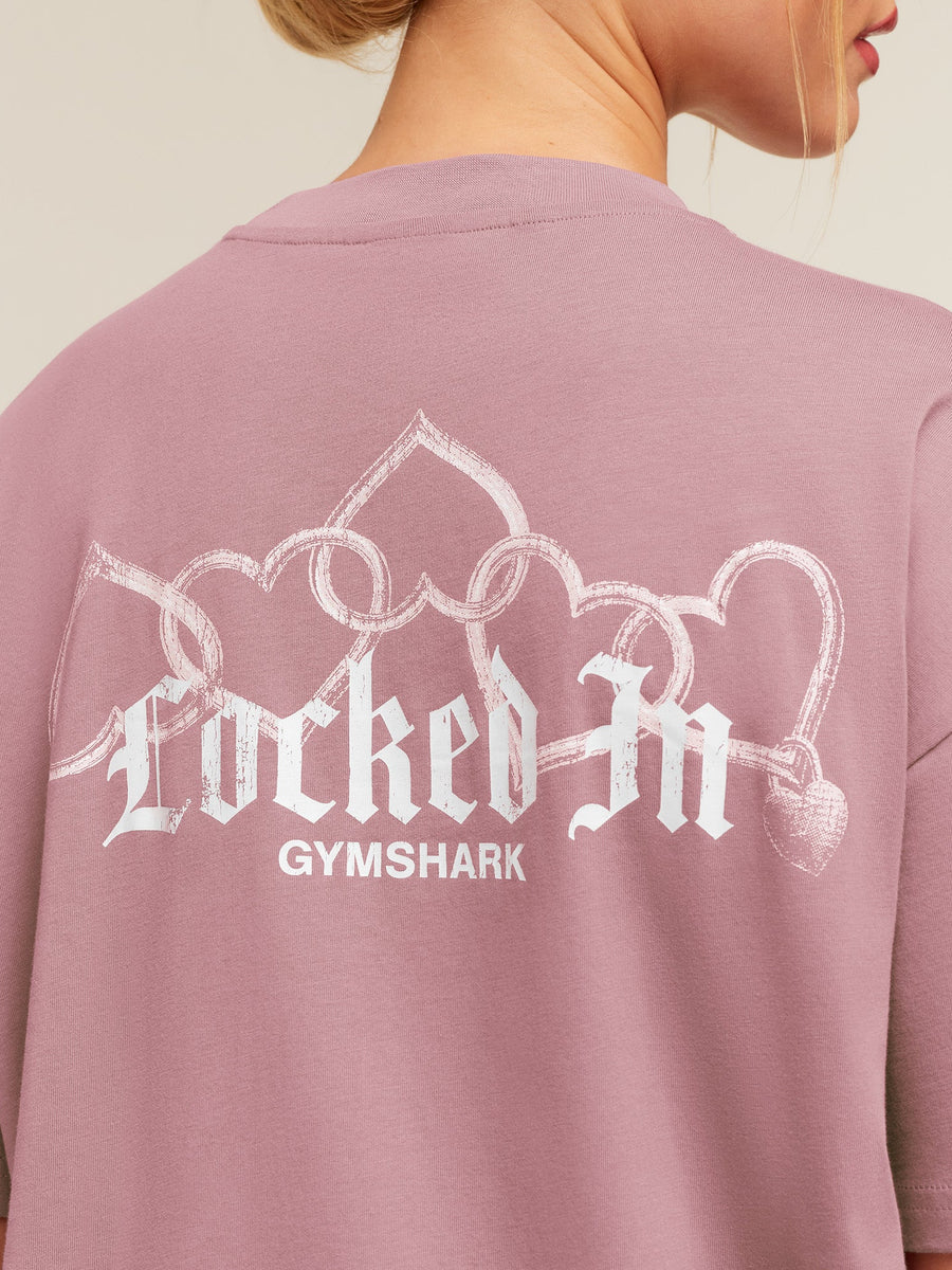Gymshark Locked In Graphic Short Sleeve T-Shirt — Calm Pink — 5