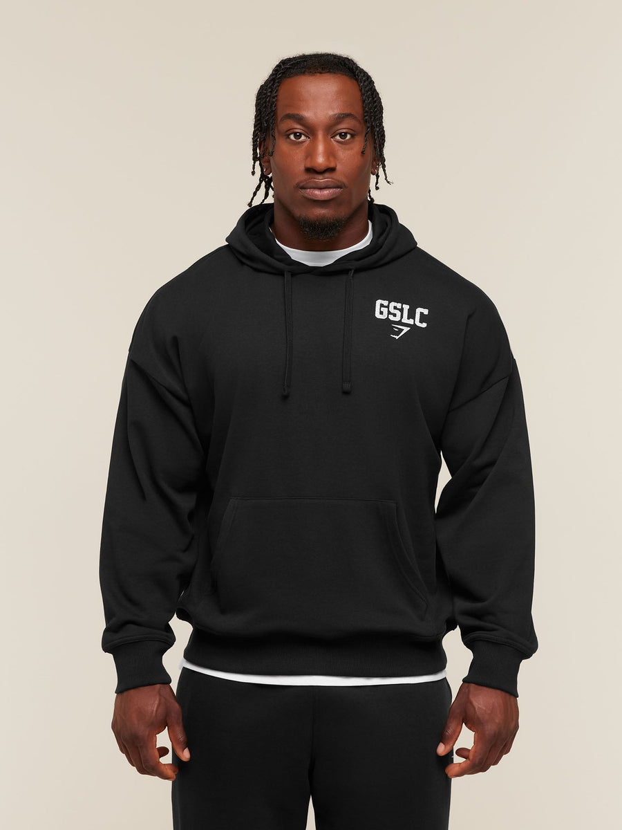 Gymshark Faded Collegiate Graphic Hoodie — Black — 2