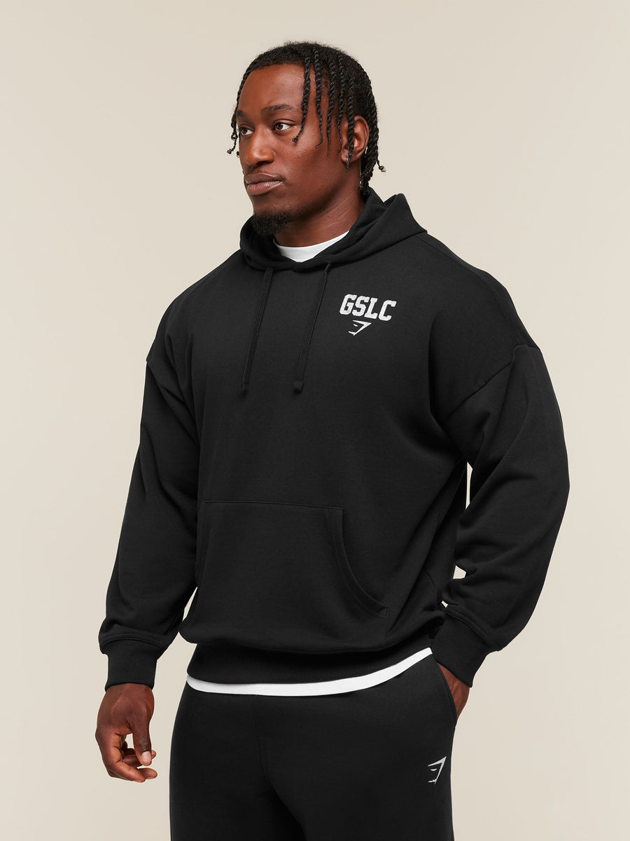 Gymshark Faded Collegiate Graphic Hoodie — Black — 3