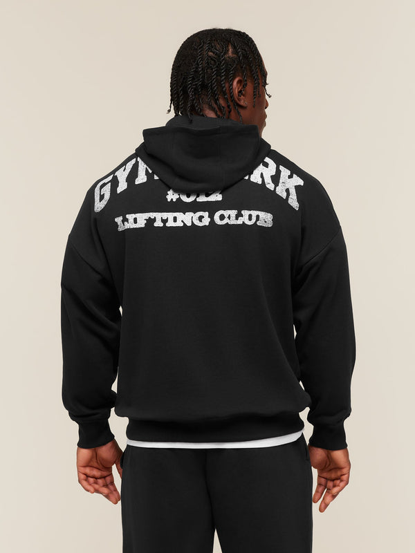 Gymshark Faded Collegiate Graphic Hoodie — Black