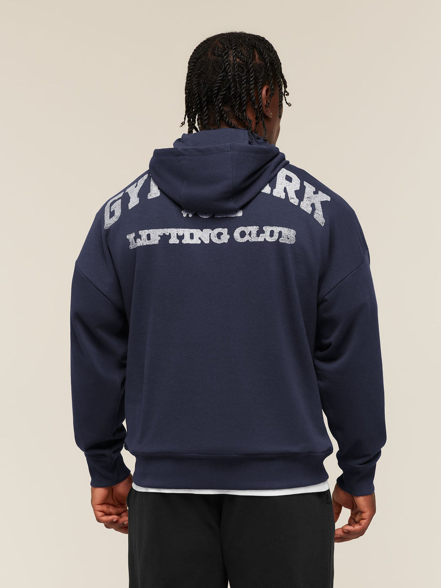 Gymshark Faded Collegiate Graphic Hoodie — Heavy Blue — 1