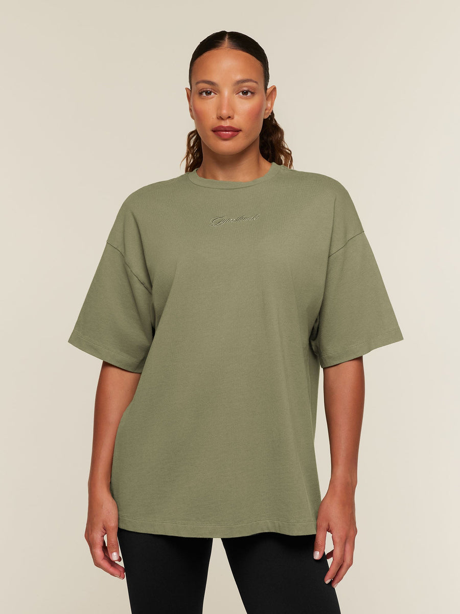 Gymshark Appliqué T-Shirt — Grounded Green/Wash — 1