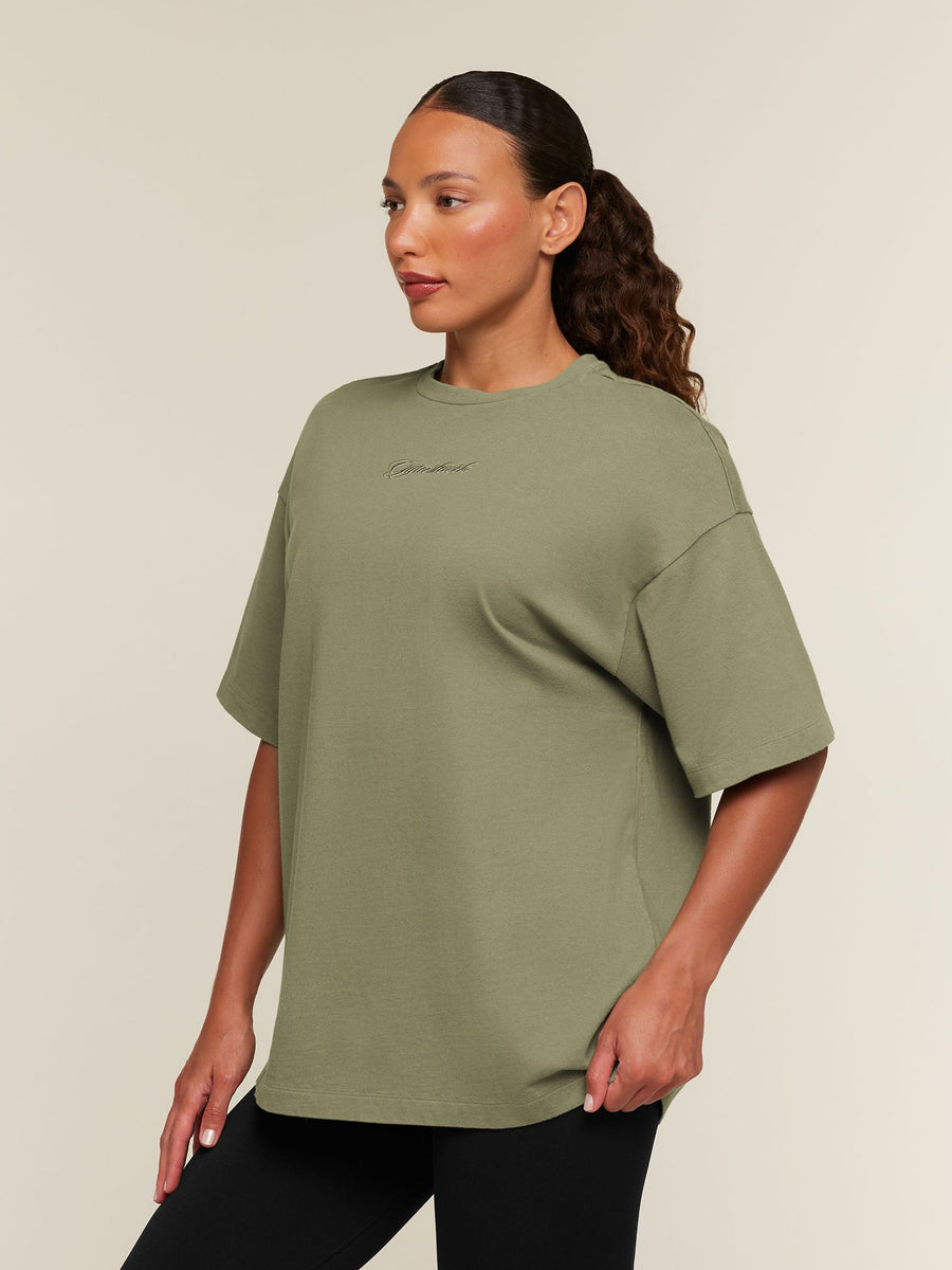 Gymshark Appliqué T-Shirt — Grounded Green/Wash — 3