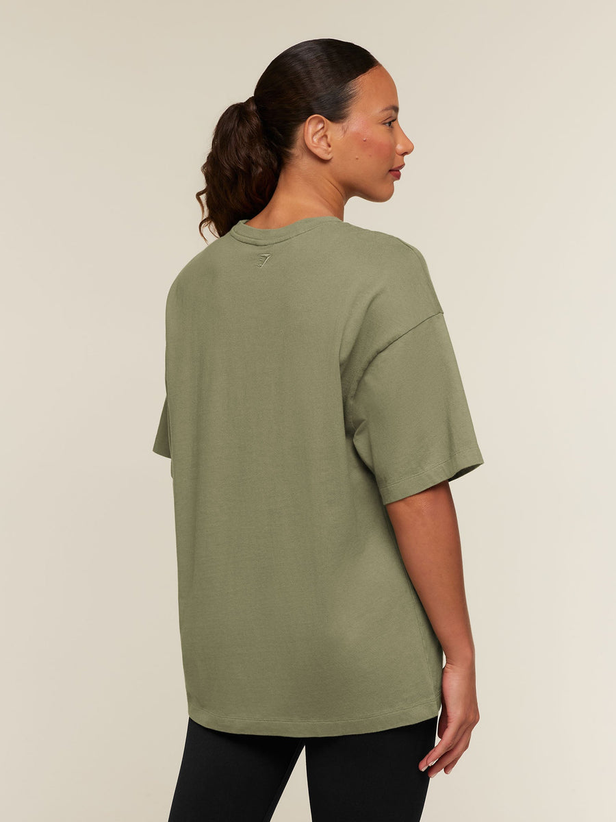 Gymshark Appliqué T-Shirt — Grounded Green/Wash — 2