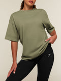 Gymshark Appliqué T-Shirt — Grounded Green/Wash — 6