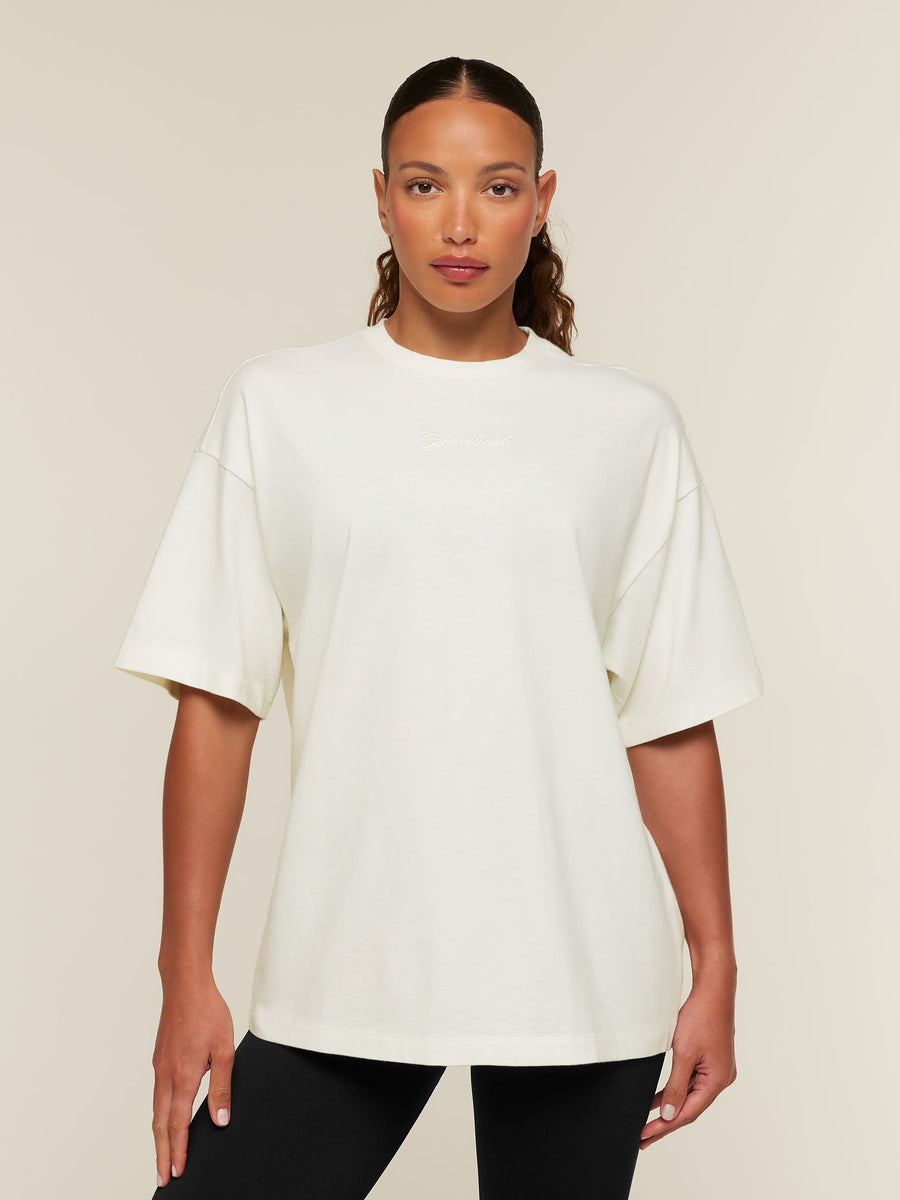Gymshark Appliqué T-Shirt — Soft White/Wash — 1