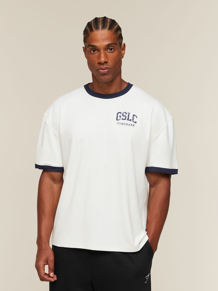 Gymshark GSLC Ringer T-Shirt — Soft White/Heavy Blue — 1