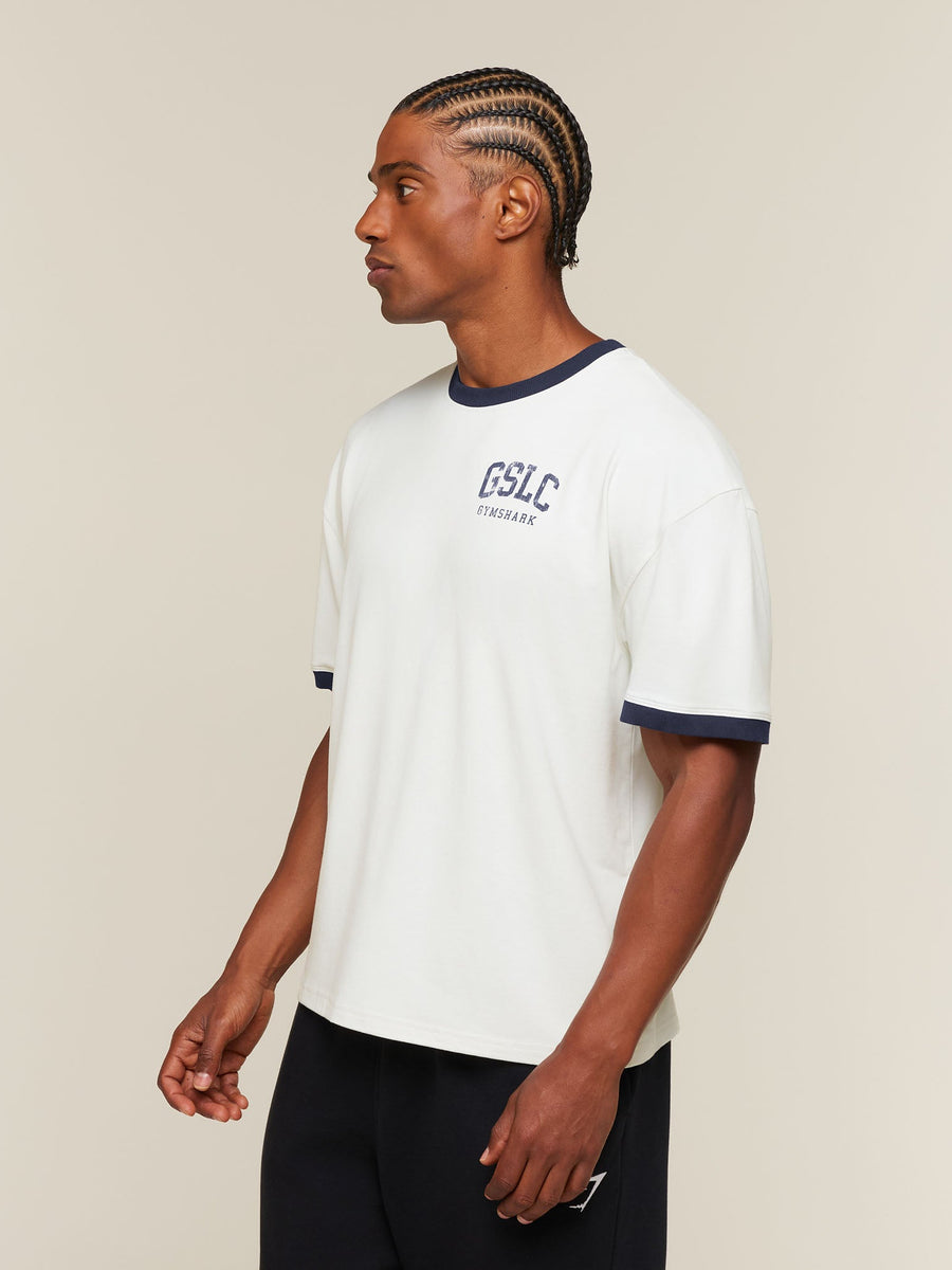 Gymshark GSLC Ringer T-Shirt — Soft White/Heavy Blue — 3