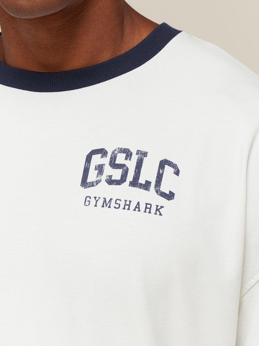 Gymshark GSLC Ringer T-Shirt — Soft White/Heavy Blue — 5