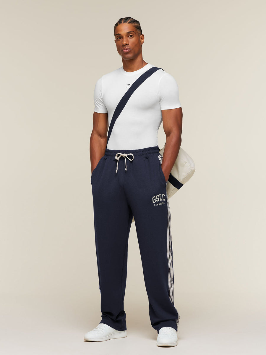 Gymshark GSLC Taped Straight Leg Track Pants — Heavy Blue — 4