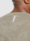 Gymshark Geo Seamless T-Shirt — Linen Brown/Camo Brown — 7